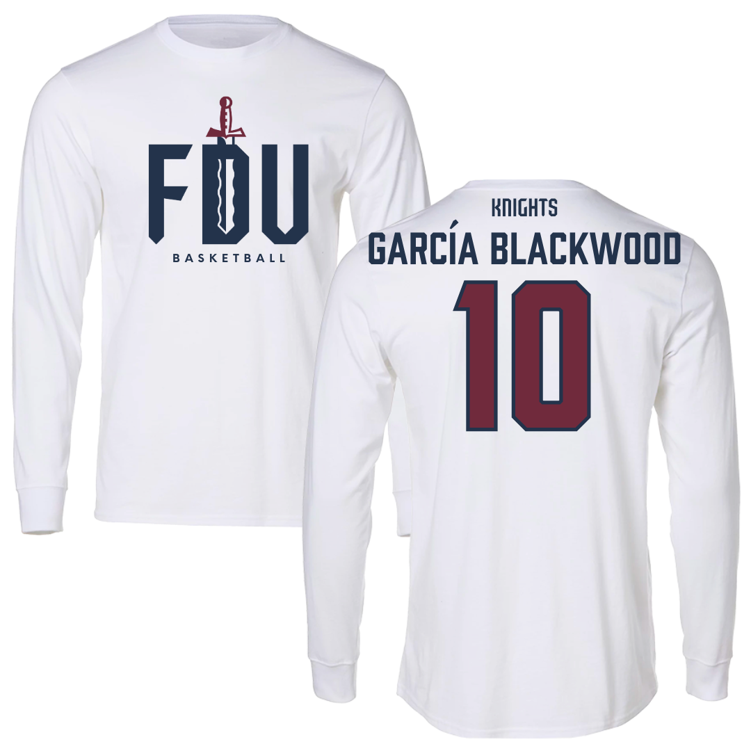 Fairleigh Dickinson University-Metropolitan Campus Basketball White Long Sleeve - #10 Dominique García Blackwood