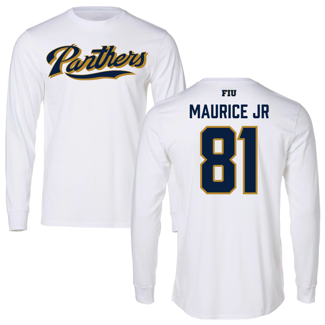 Florida International University Football White Panthers Long Sleeve - #81 Luby Maurice Jr