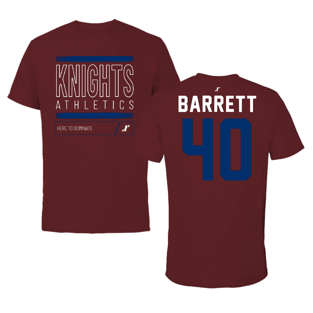 Fairleigh Dickinson University-Metropolitan Campus Baseball Maroon Dominate Tee - #40 Ian Barrett