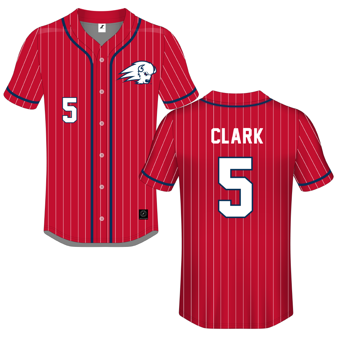 Utah Tech University Red Pinstripe Button-Down Jersey - #5 Cayden Clark