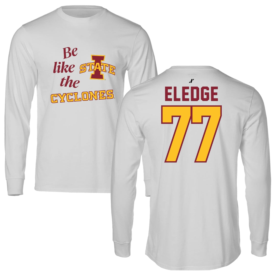 Iowa State University Football Light Gray Be Like Us Long Sleeve - #77 Easton Eledge