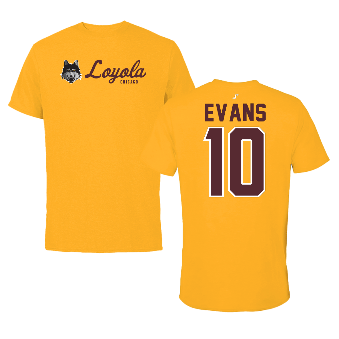 Loyola University-Chicago Volleyball Gold General Tee - #10 Cooper Evans