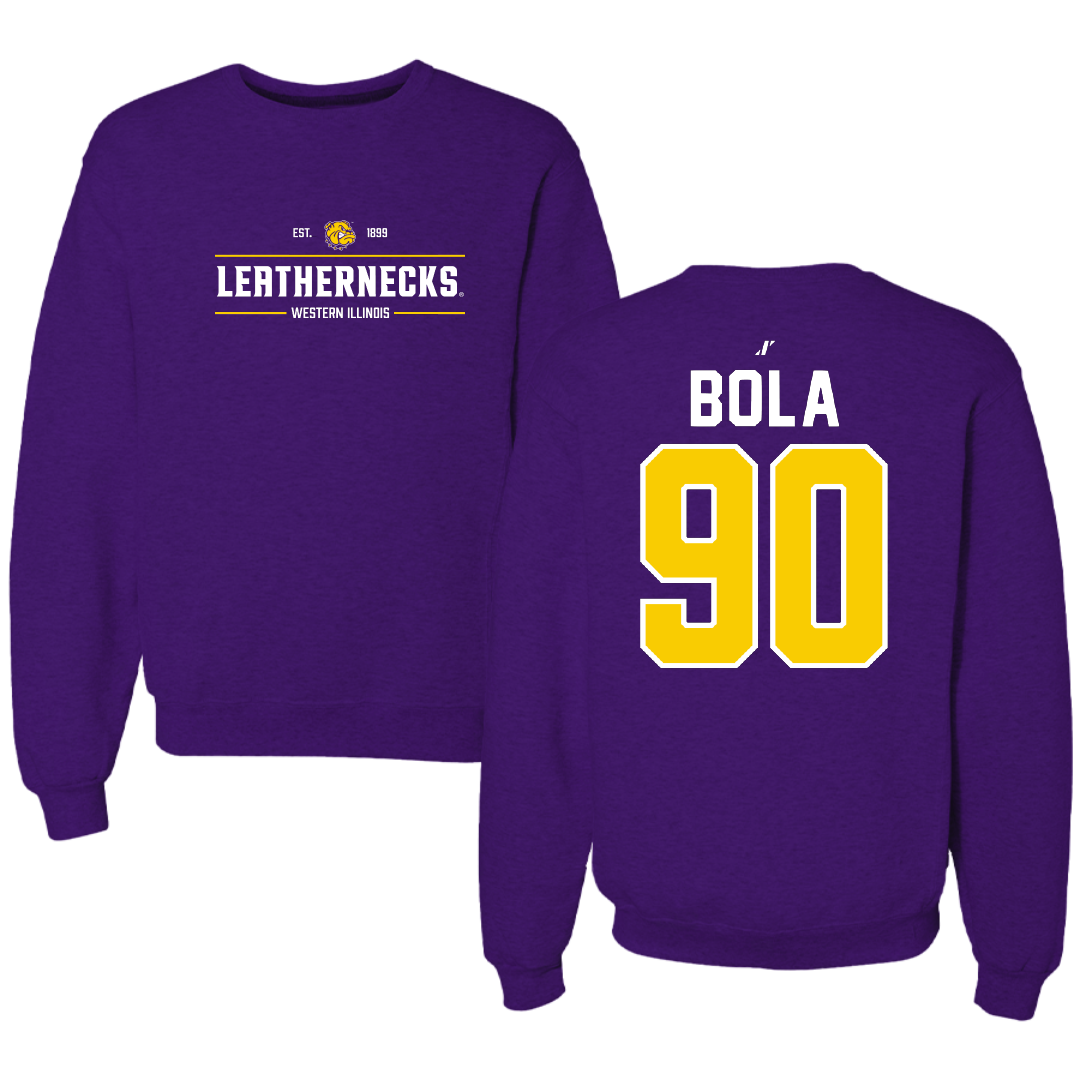 Western Illinois University Football Purple General Crewneck - #90 Mayo Bola
