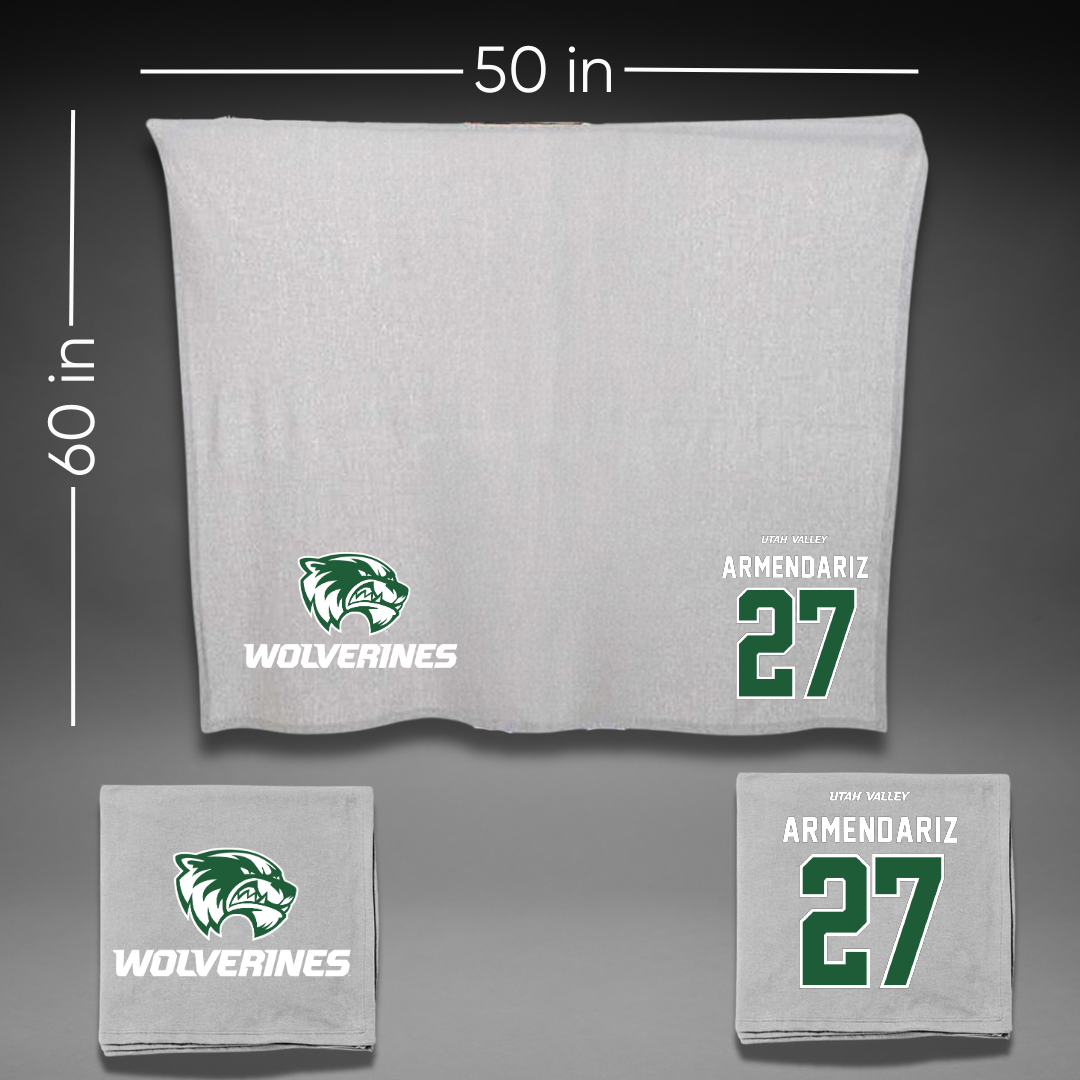 Utah Valley University Softball Gray Blanket - #27 Payge Armendariz