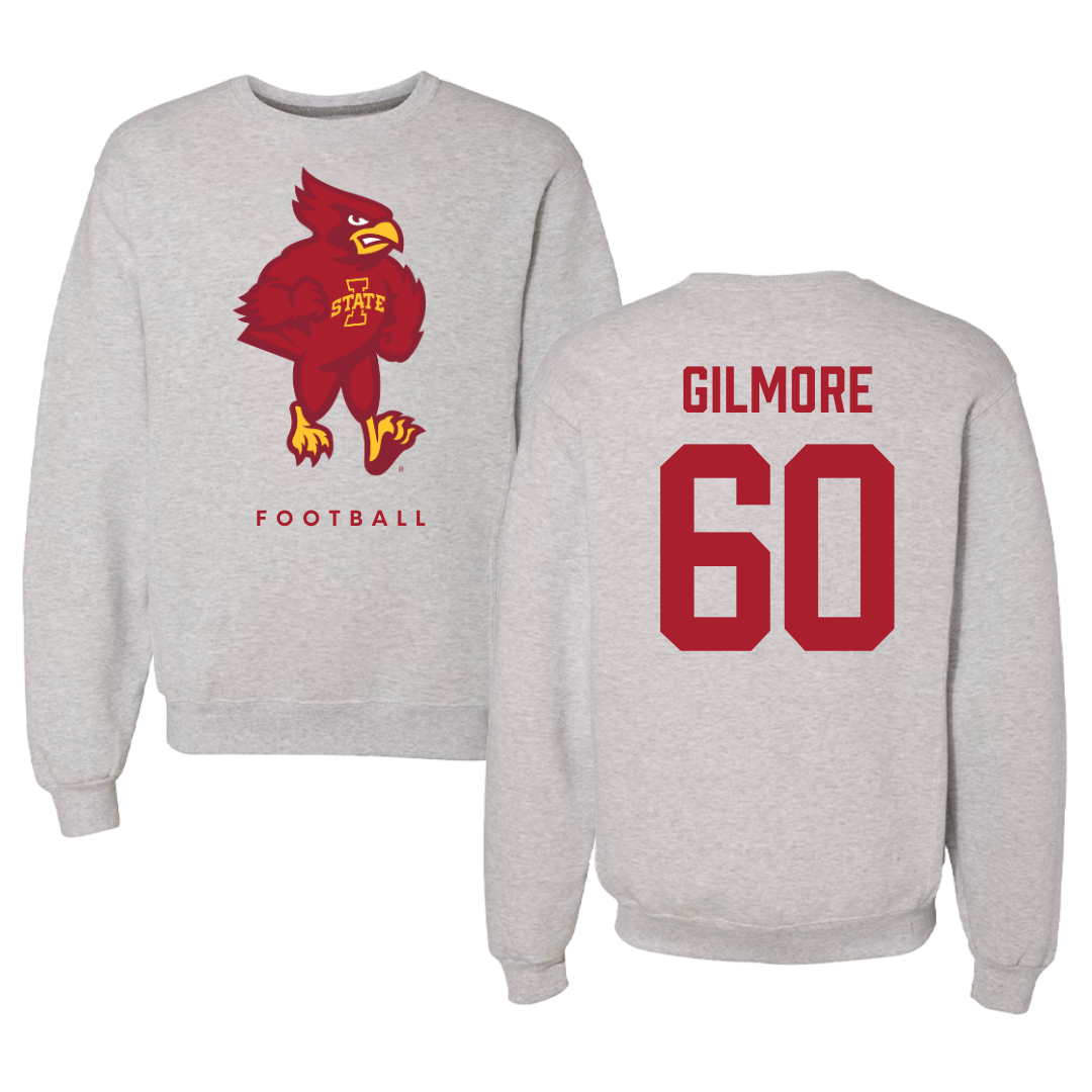 Iowa State University Football Gray Crewneck - #60 Aidan Gilmore