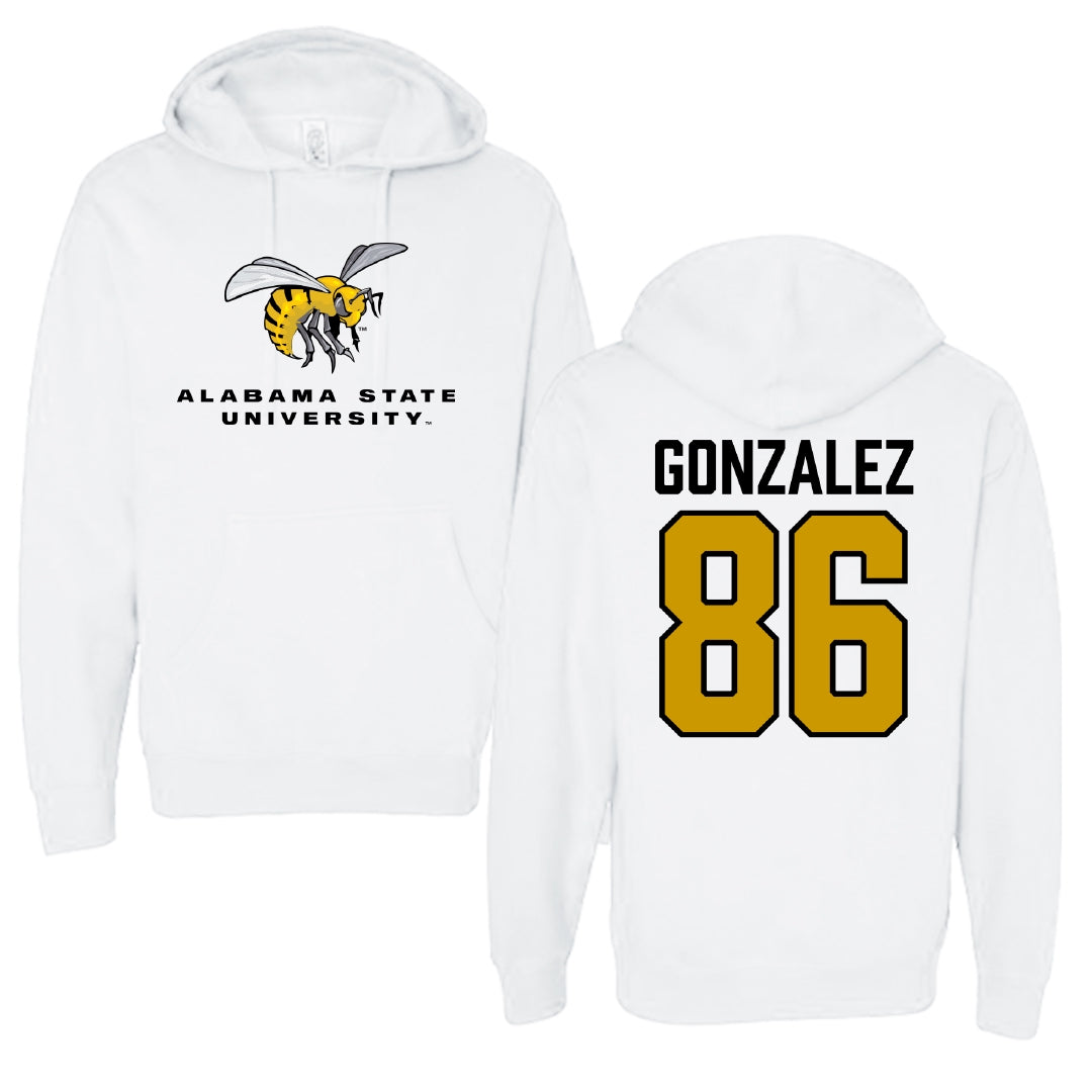 Alabama State University Football White Block Hoodie - #86 Drake Gonzalez