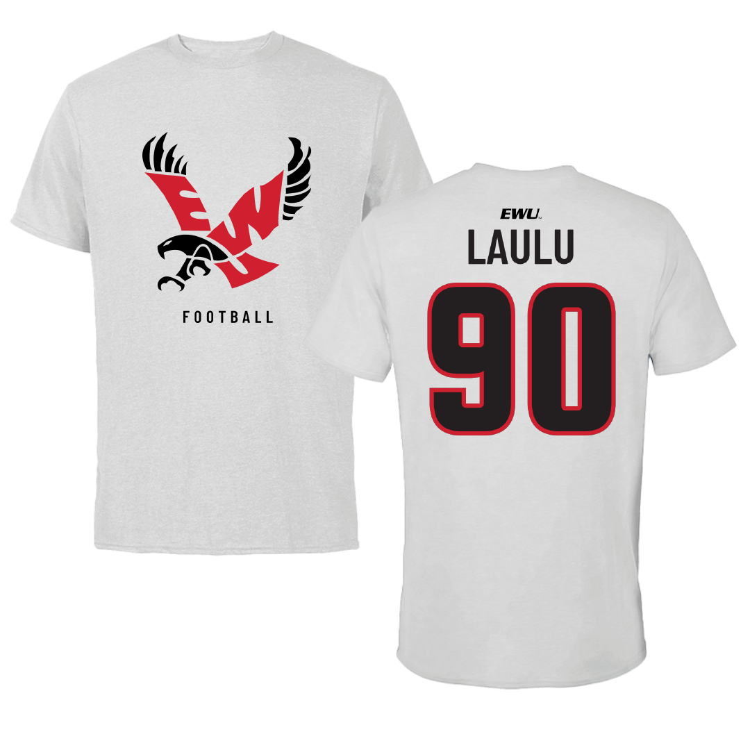 Eastern Washington University Football Light Gray Performance Tee - #90 Justis Laulu
