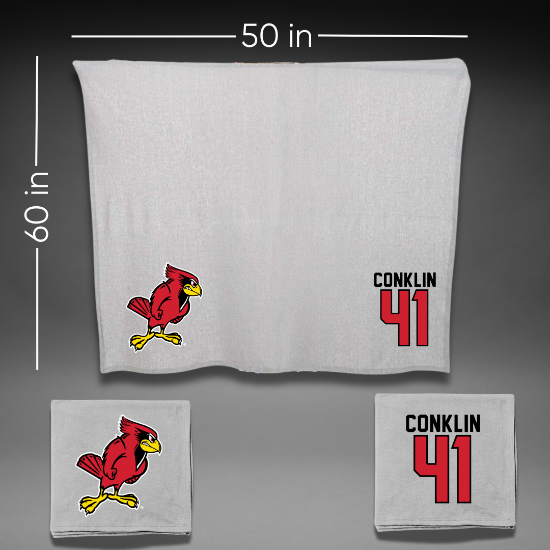 Illinois State University Baseball Gray Blanket - #41 MacCallan Conklin