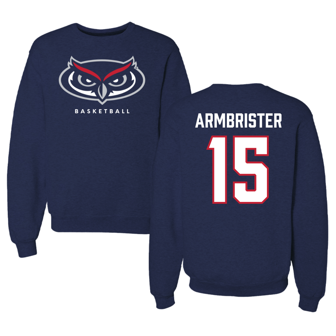 Florida Atlantic University Basketball Navy Mascot Crewneck - #15 Kayana Armbrister