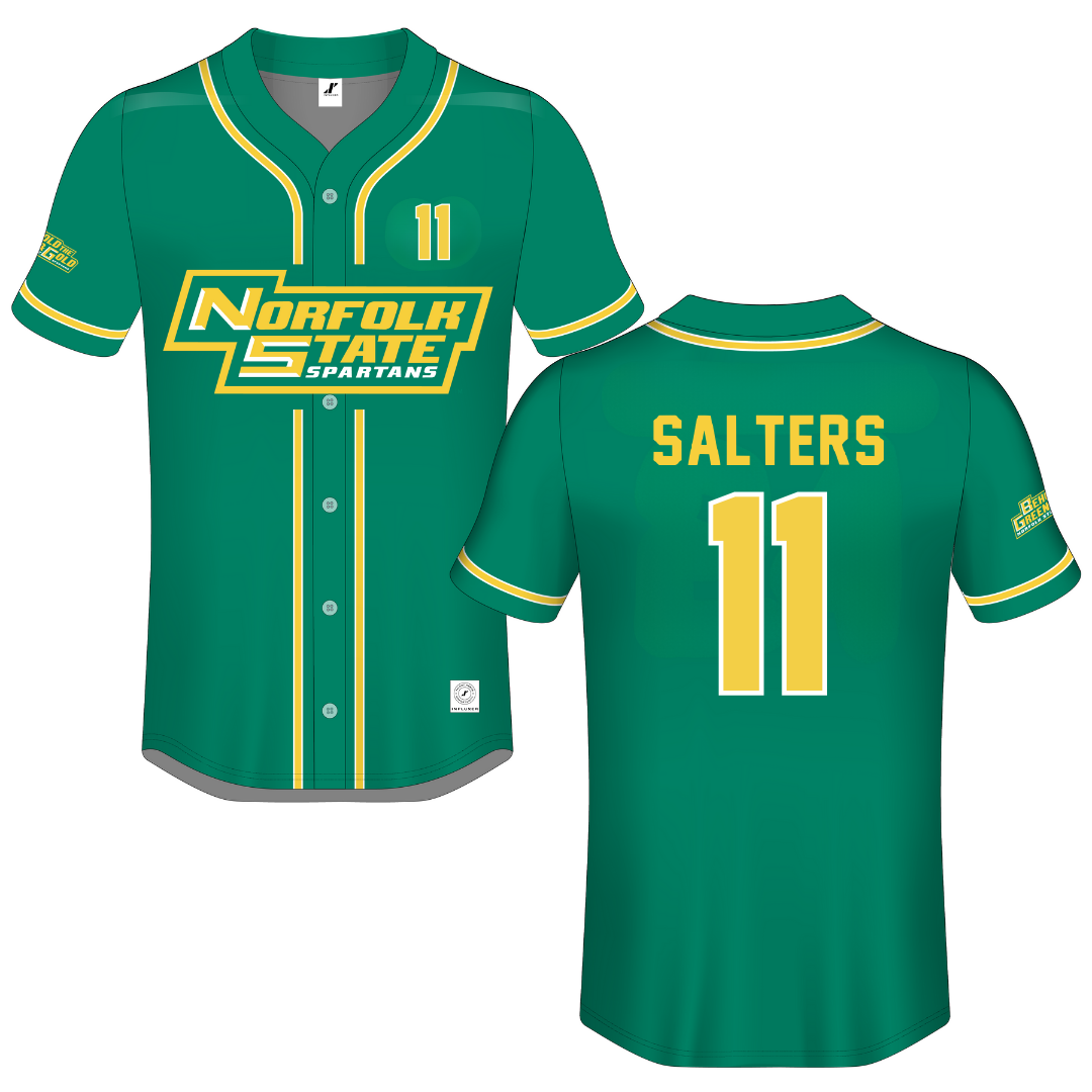 Norfolk State University Green Button-Down Jersey - #11 Ian Salters