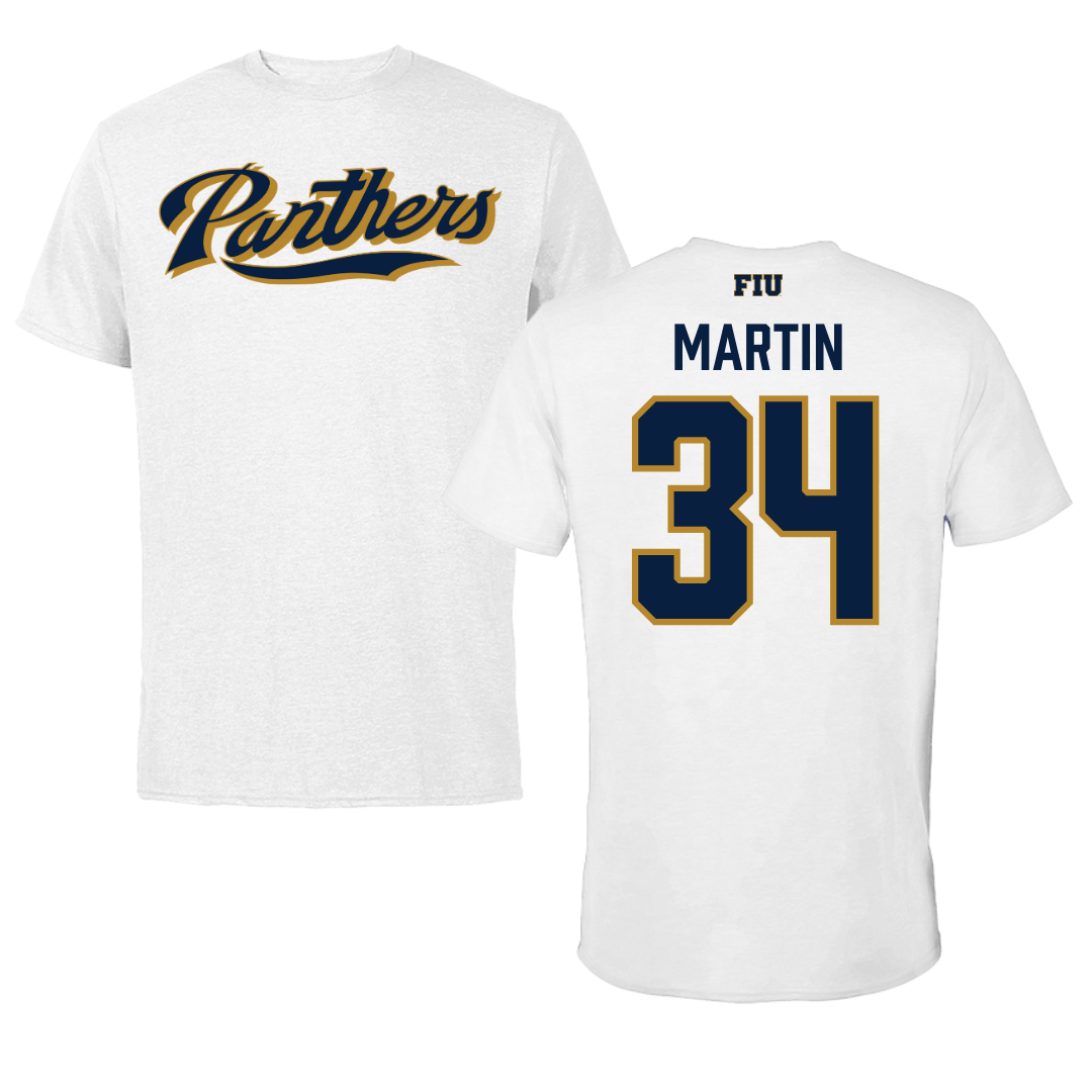 Florida International University Baseball White Tee - #34 Kevin Martin
