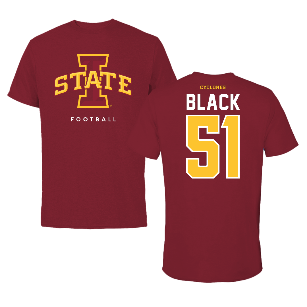 Iowa State University Football Cardinal Tee - #51 Brendan Black