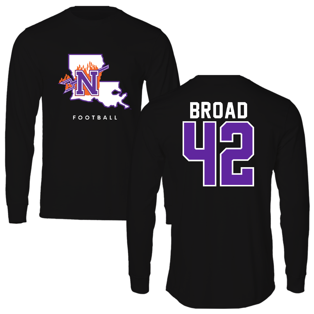 Northwestern State University Football Black Block Performance Long Sleeve - #42 Matthew Broad