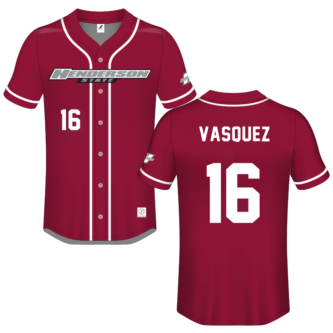 Henderson State University Red Button-Down Jersey - #16 Julio Vasquez