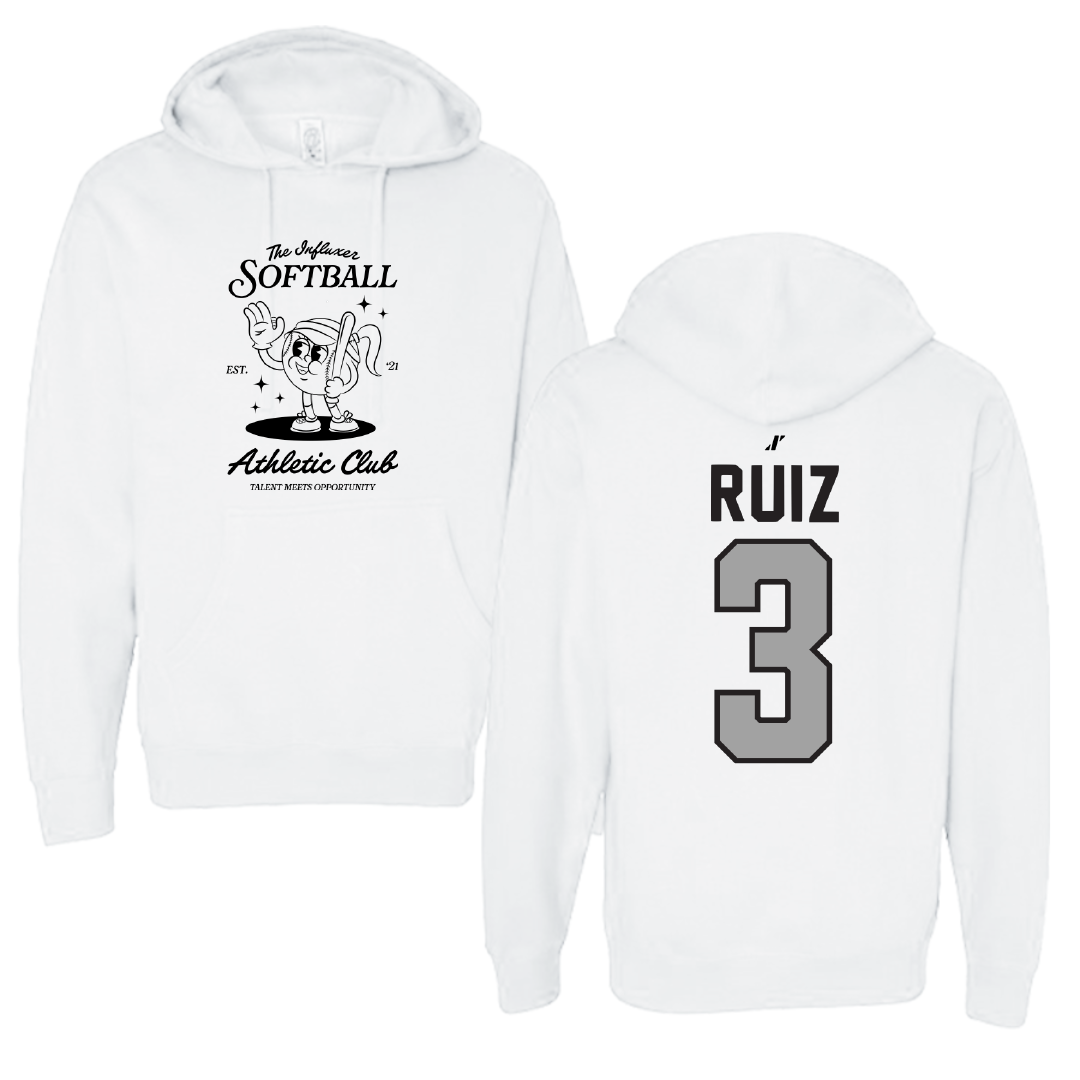 Softball White Influxer Athletic Club Hoodie - #3 Amaya Ruiz