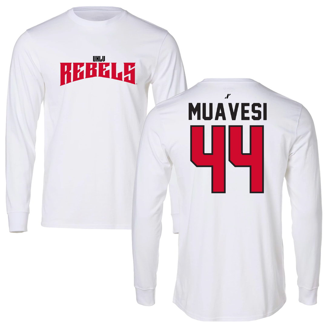 University of Nevada-Las Vegas Football White Classic Long Sleeve - #44 Waisale Muavesi