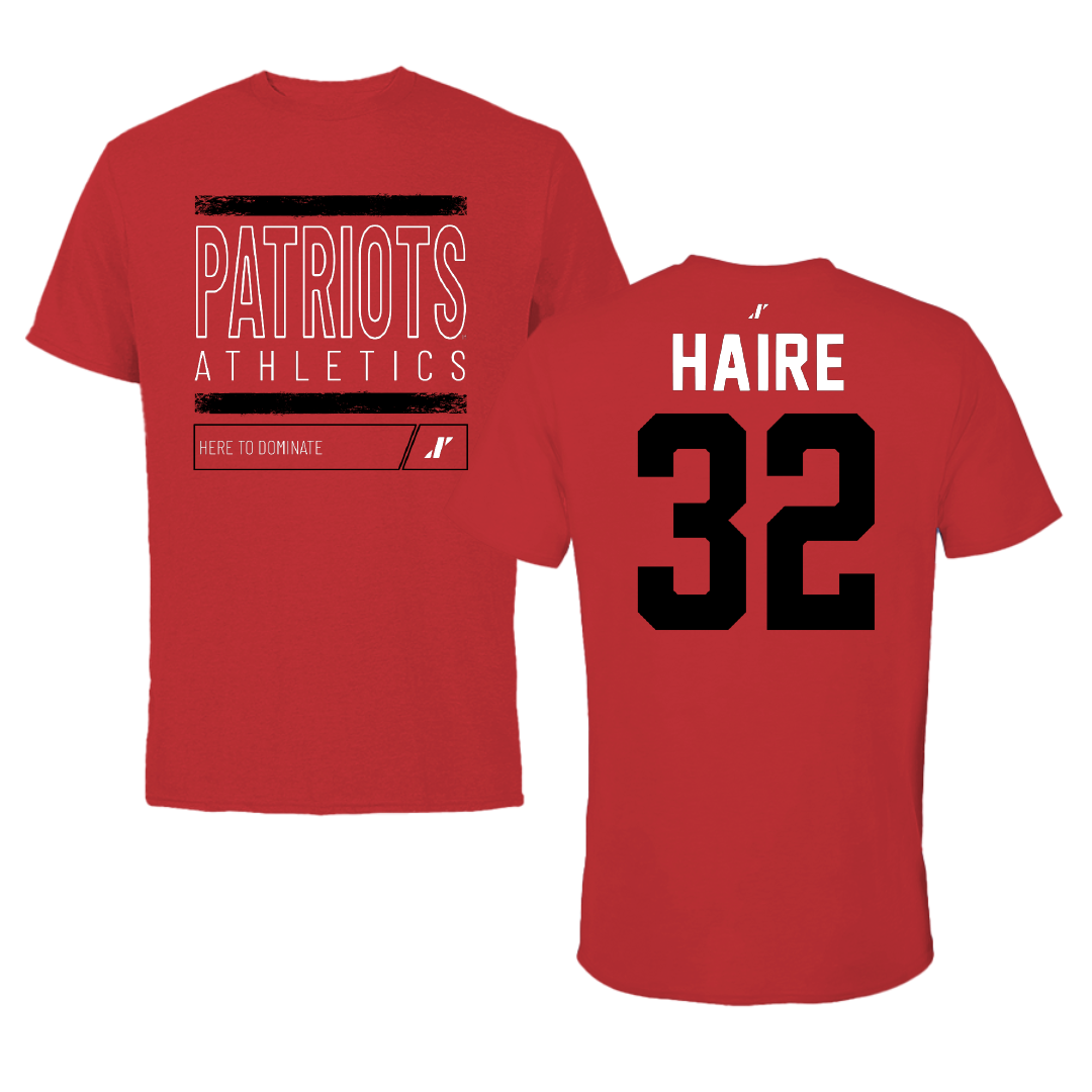Dallas Baptist University Basketball Red Dominate Tee - #32 Justin Haire