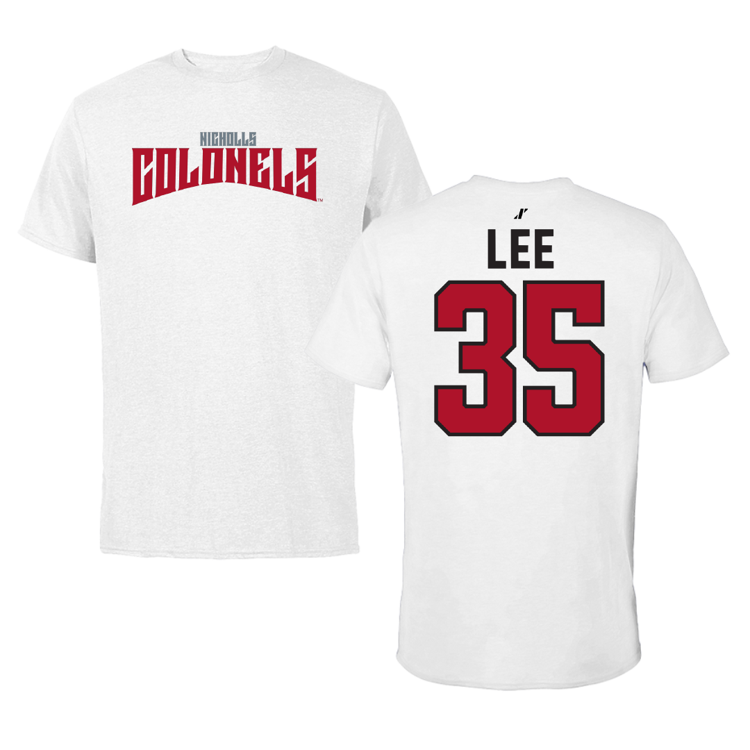 Nicholls State University Football White Classic Tee - #35 Ethan Lee