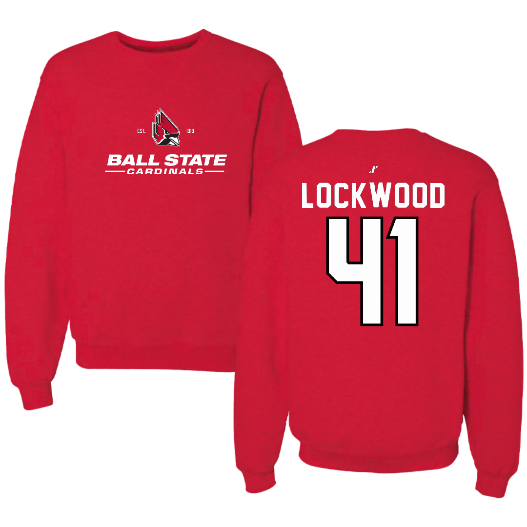 Ball State University Baseball Red General Crewneck - #41 Caden Lockwood