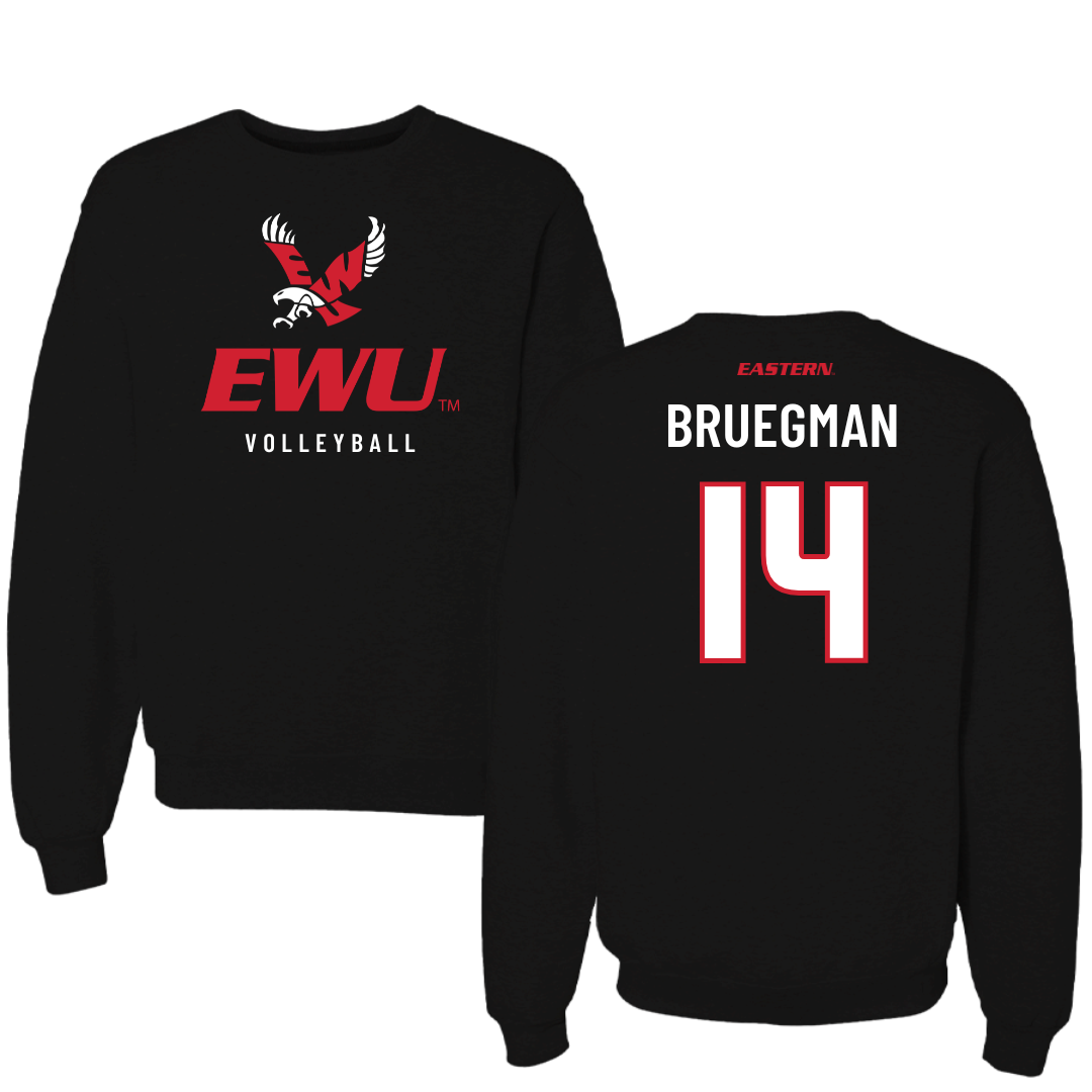 Eastern Washington University Volleyball Black EWU Crewneck - #14 Elle Bruegman