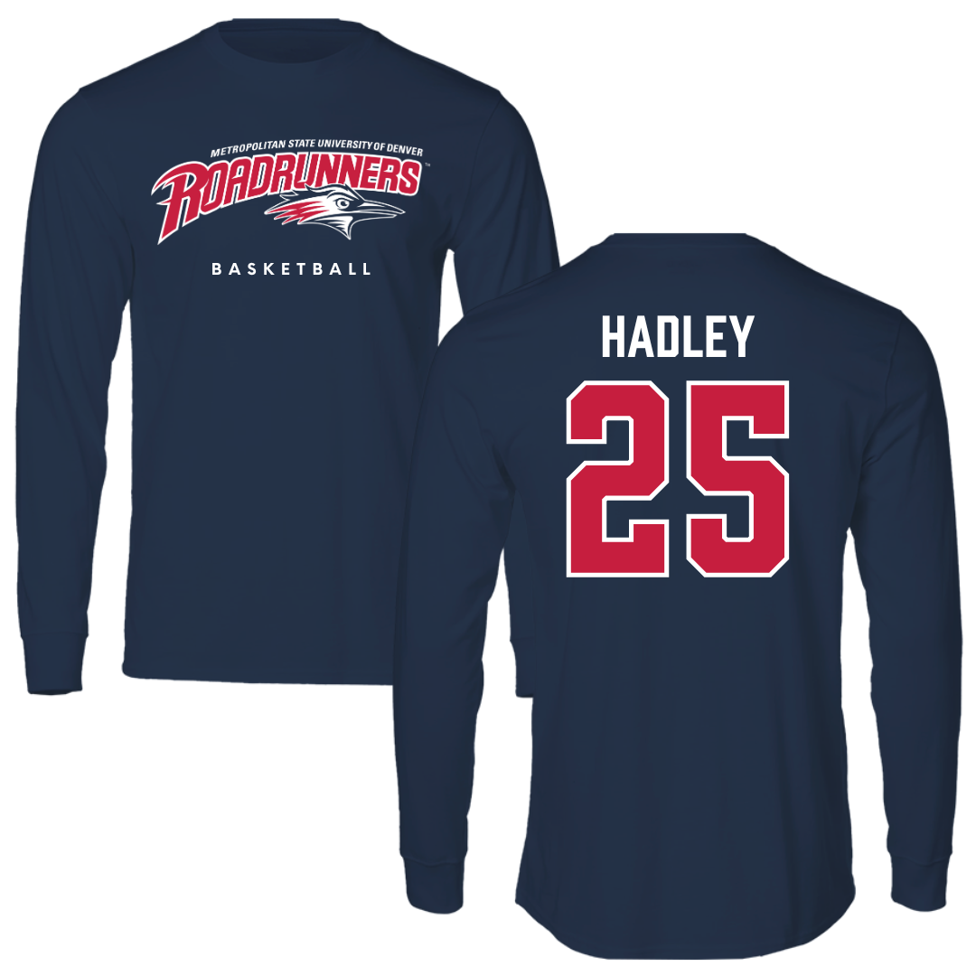 Metropolitan State University of Denver Basketball Navy Performance Long Sleeve - #25 Blake Hadley