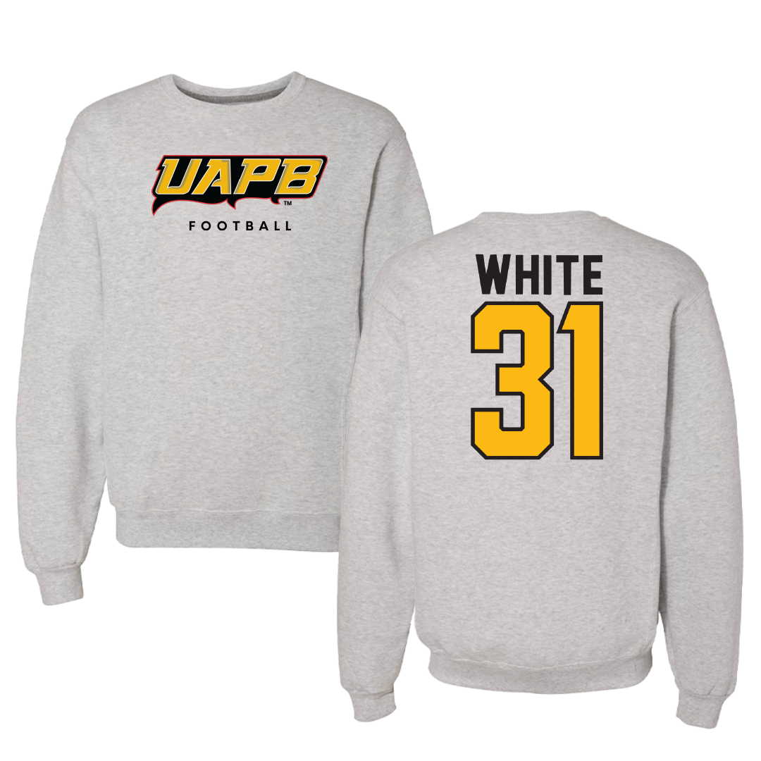 University of Arkansas-Pine Bluff Football Gray Crewneck - #31 Jaylen White