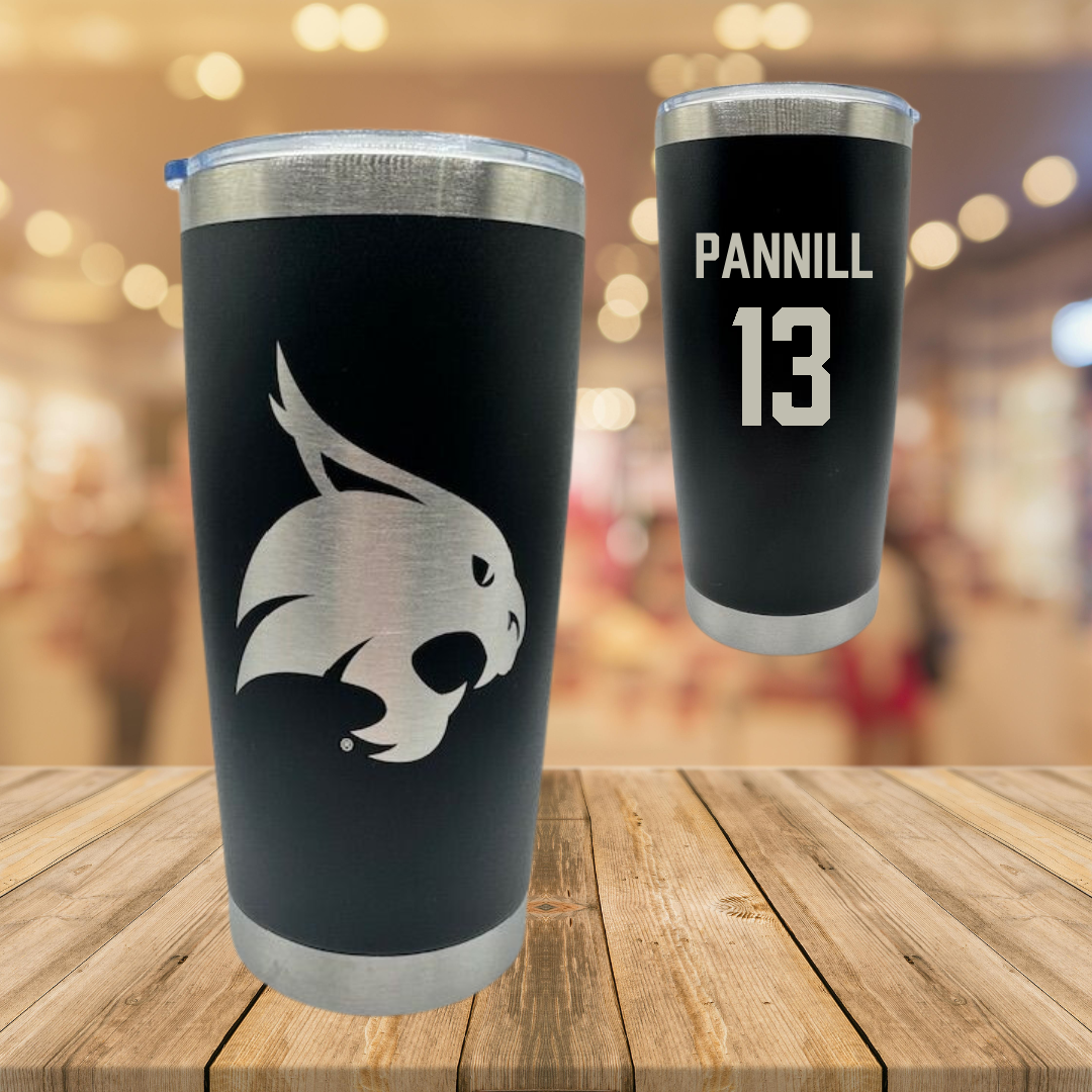 Texas State University Softball Black Stainless Steel Tumbler - #13 Braylin Pannill
