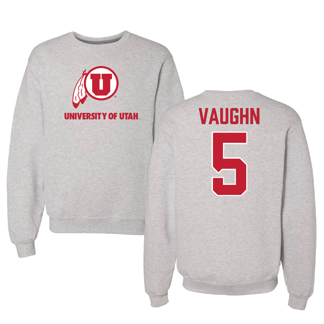 University of Utah Football Gray Crewneck - #5 Zemaiah Vaughn