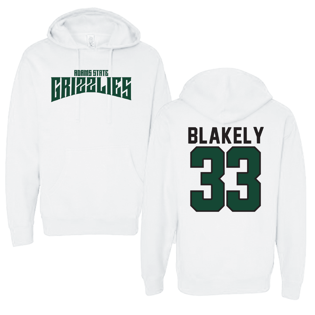 Adams State University Football White Classic Hoodie - #33 Psyer Blakely