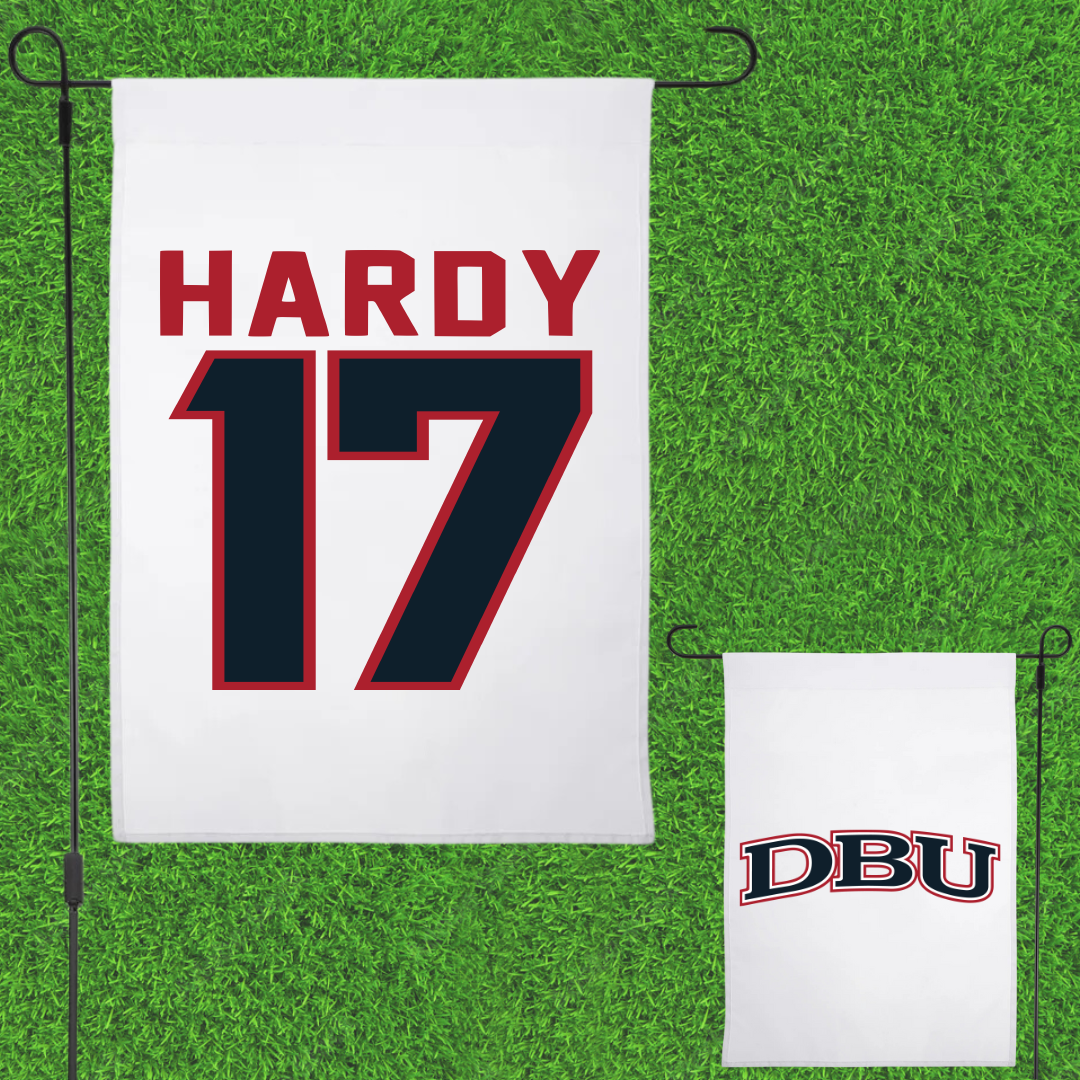 Dallas Baptist University Lacrosse White Garden Flag - #17 Austin Hardy