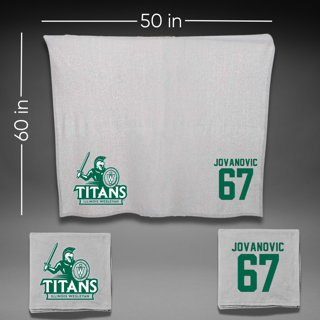 Illinois Wesleyan University Football Gray Blanket - #67 Mihailo Jovanovic