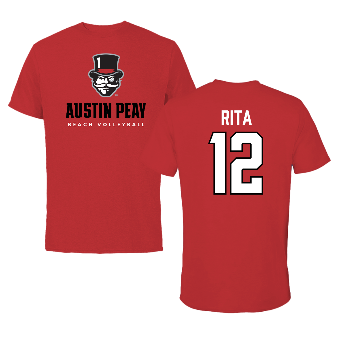 Austin Peay State University Beach Volleyball Red Mascot Performance Tee - #12 Anna Rita