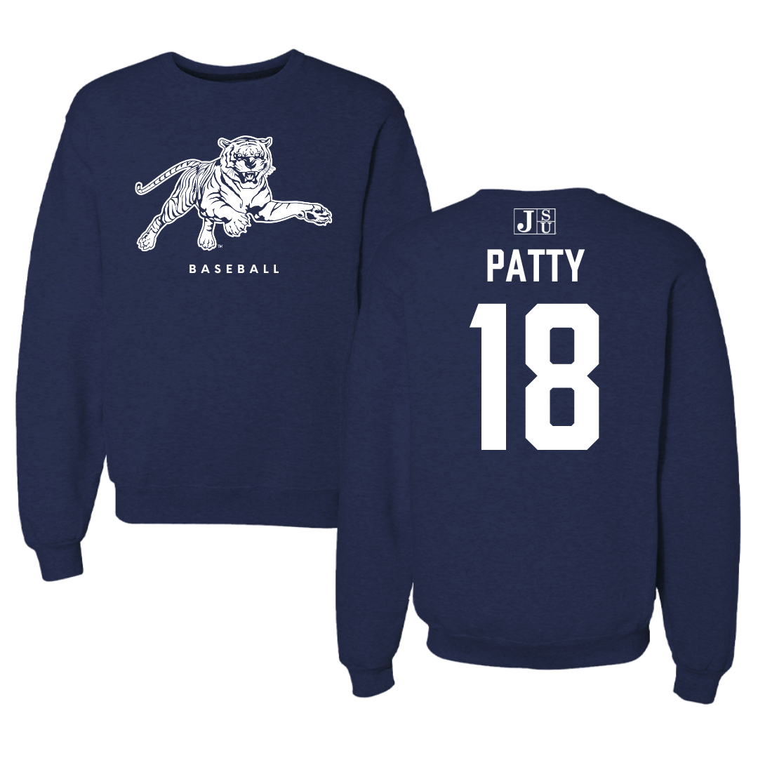 Jackson State University Baseball Navy Crewneck - #18 Tyshon Patty