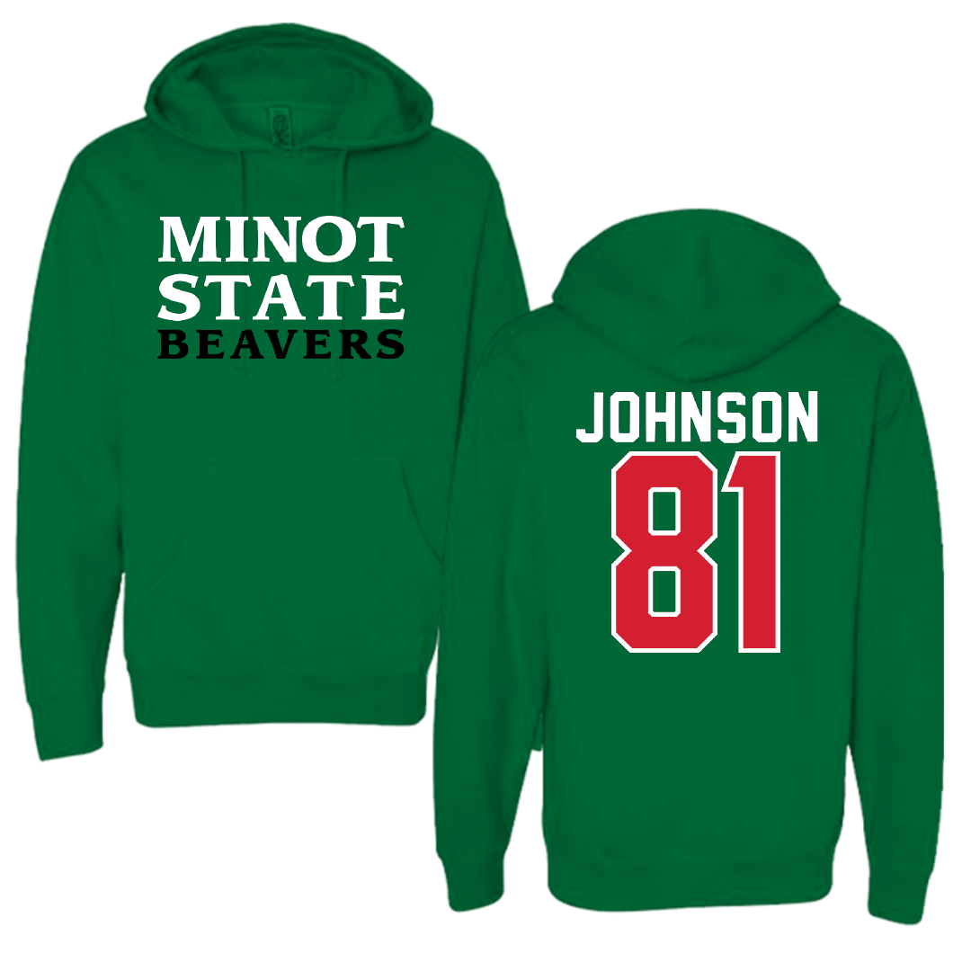 Minot State University Football Green Hoodie - #81 Tyler Johnson