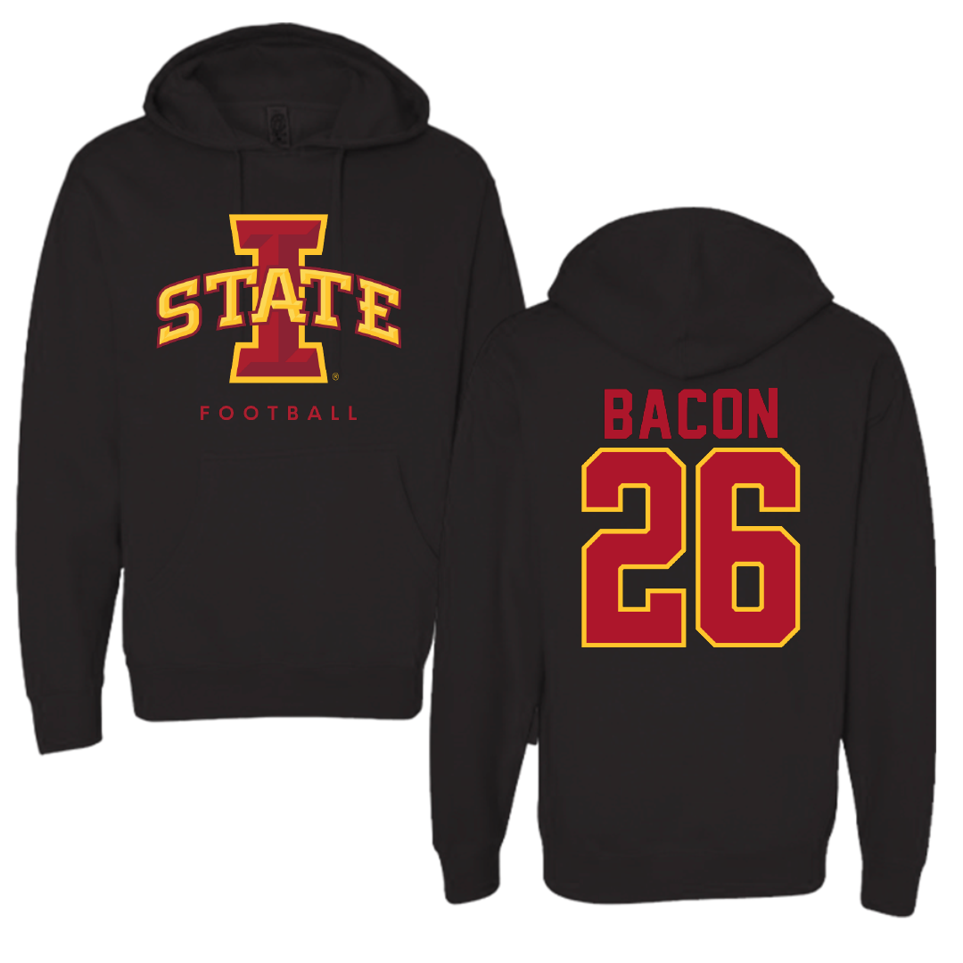 Iowa State University Football Black Hoodie - #26 Caleb Bacon