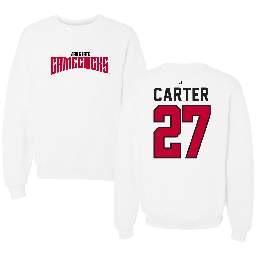 Jacksonville State University Softball White Classics Crewneck - #27 Kat Carter