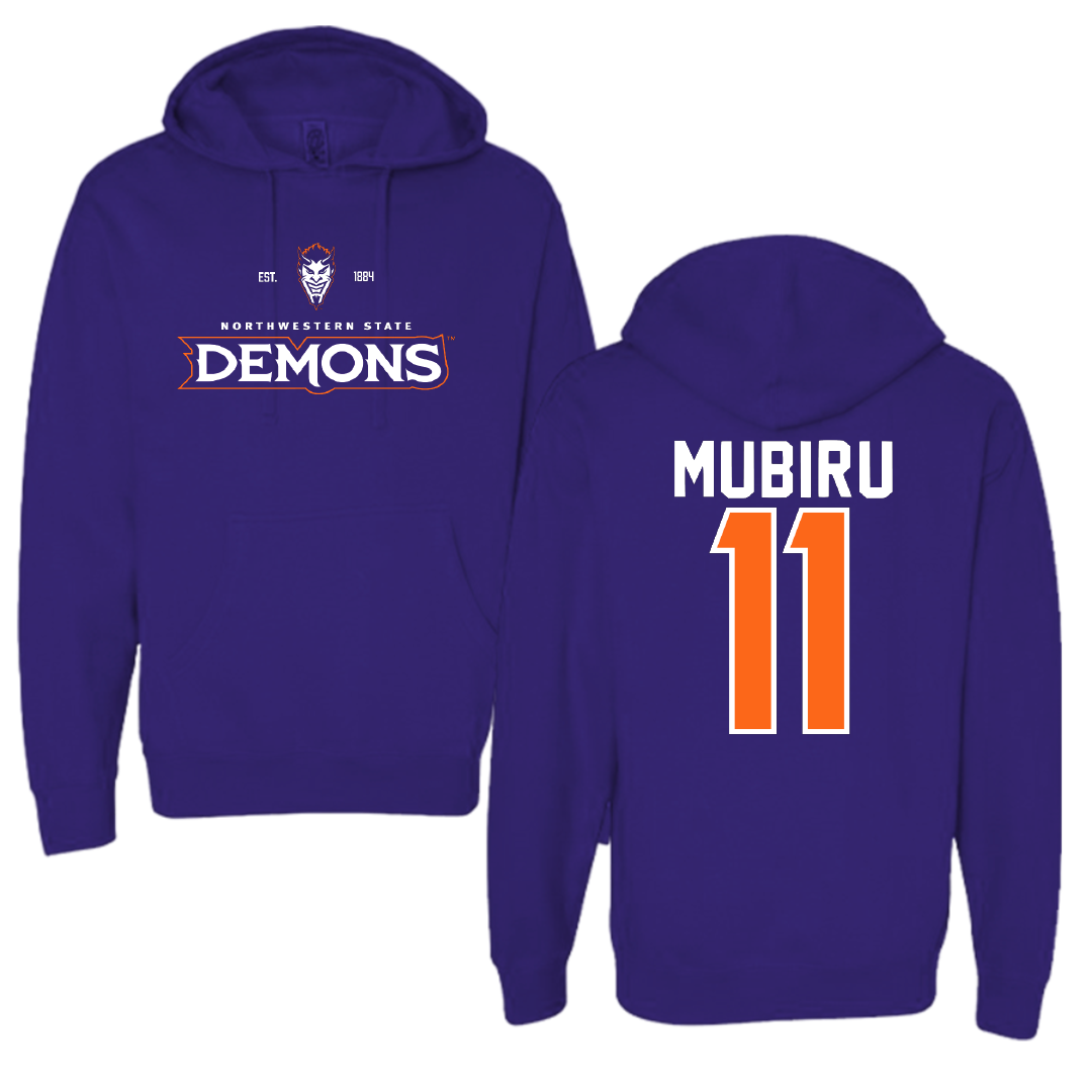 Northwestern State University Basketball Purple General Hoodie - #11 Chris Mubiru