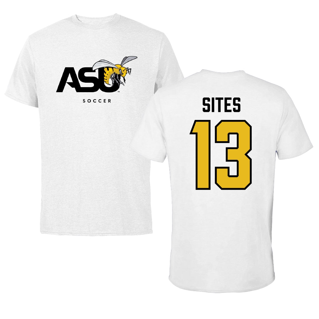 Alabama State University Soccer White ASU Tee - #13 Briana Sites