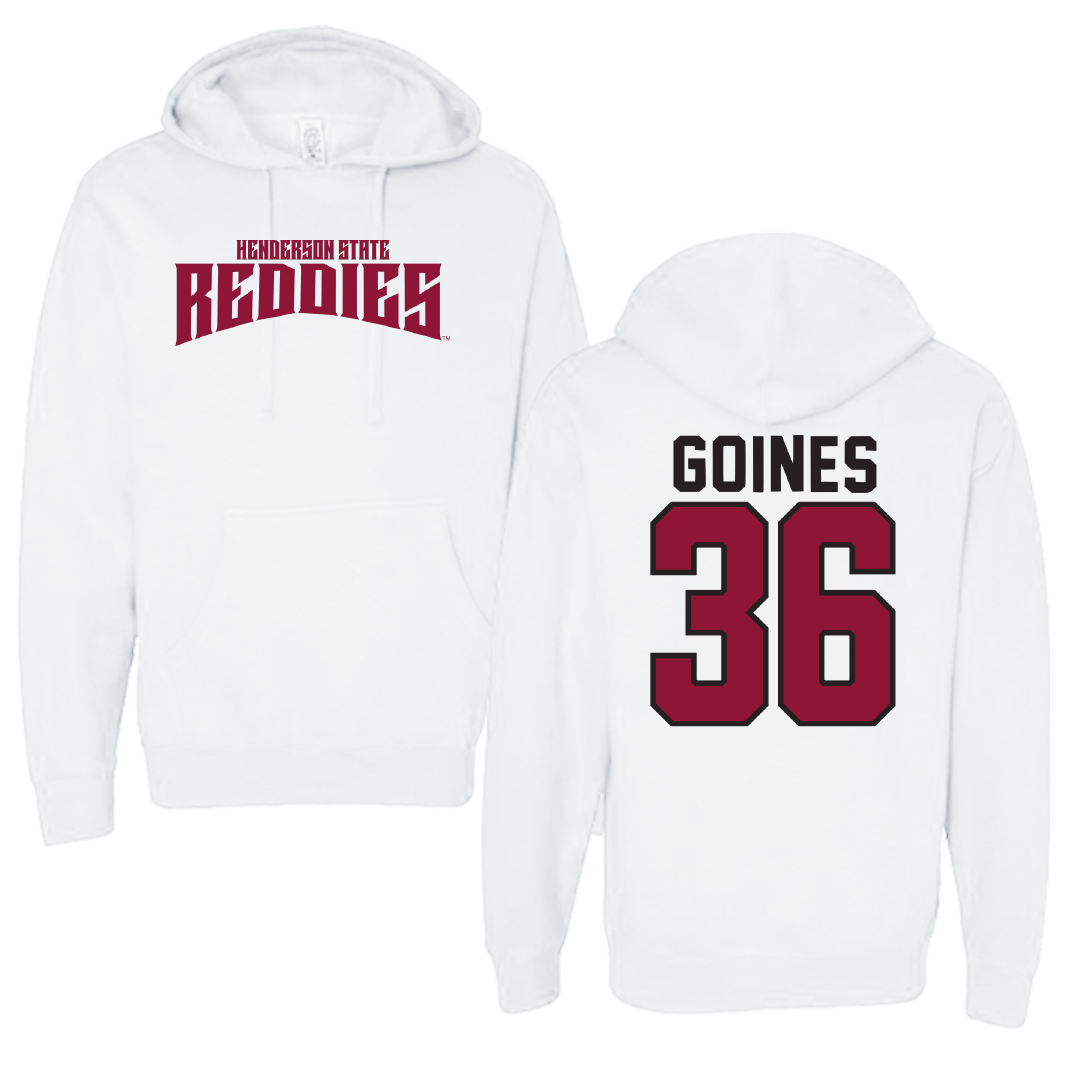Henderson State University Baseball White Classic Hoodie - #36 Dawson Goines