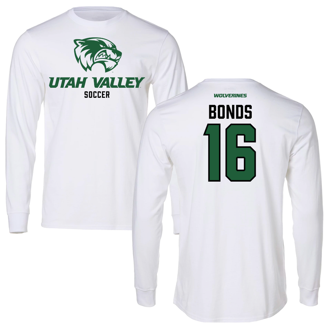 Utah Valley University Soccer White Performance Long Sleeve - #16 Quincy Bonds