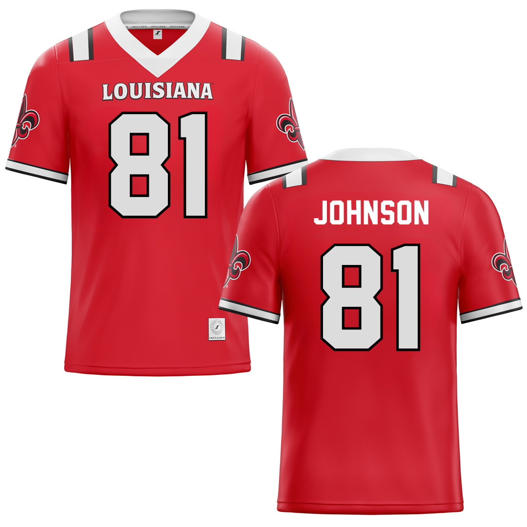 University of Louisiana at Lafayette Red Football Jersey - #81 Jaydon Johnson