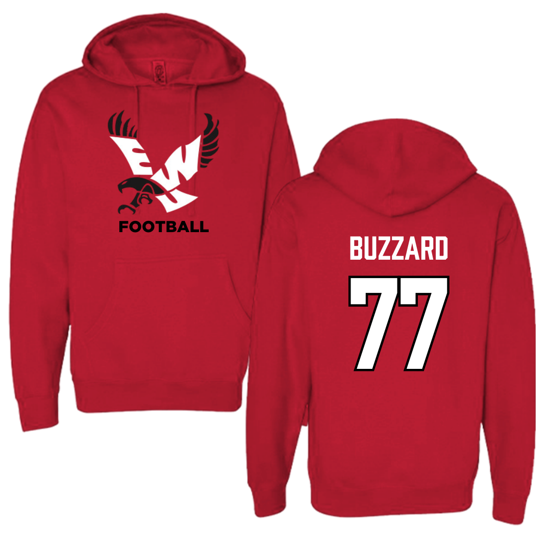 Eastern Washington University Football Red EWU Hoodie - #77 William Buzzard