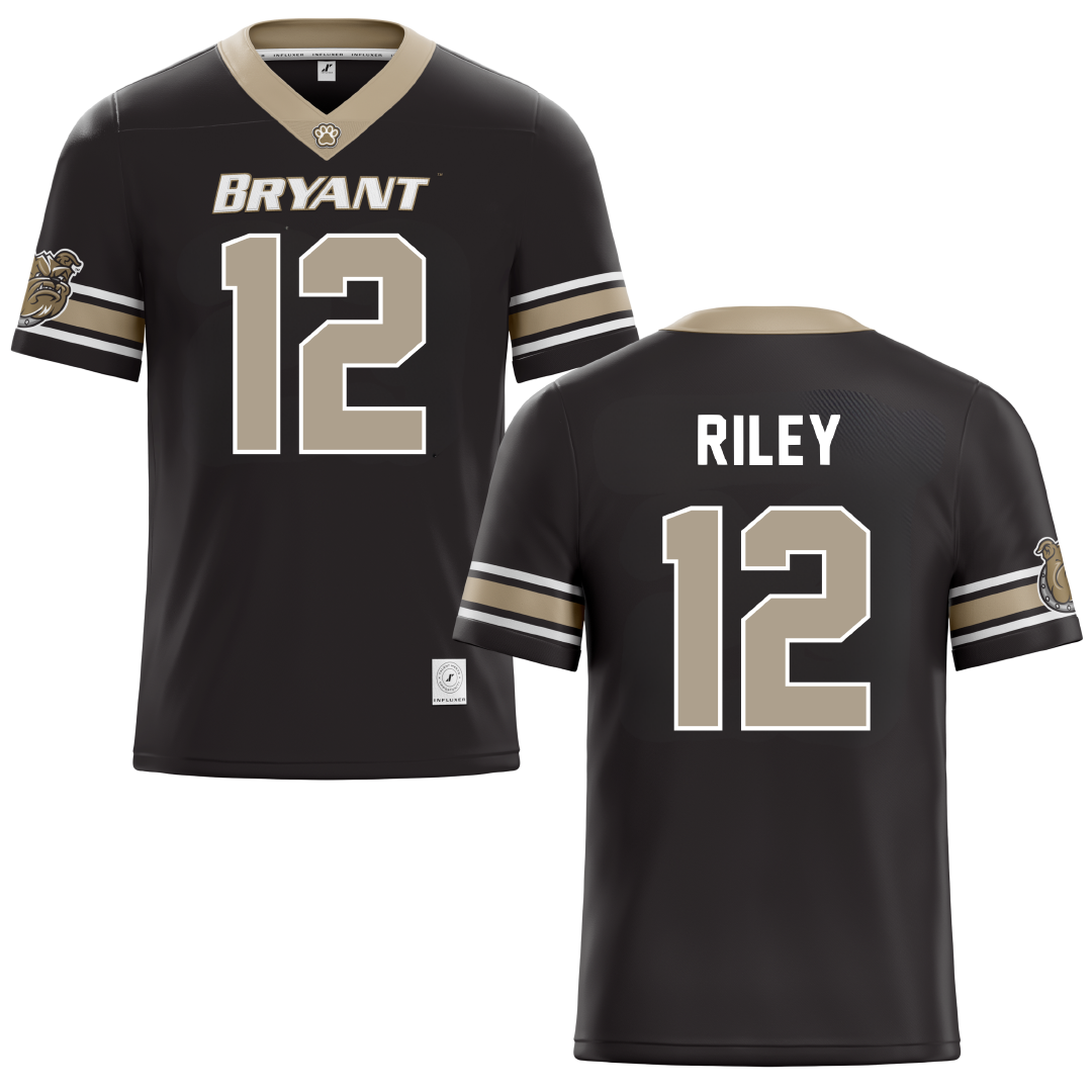 Bryant University Black Football Jersey - #12 Tristen Riley
