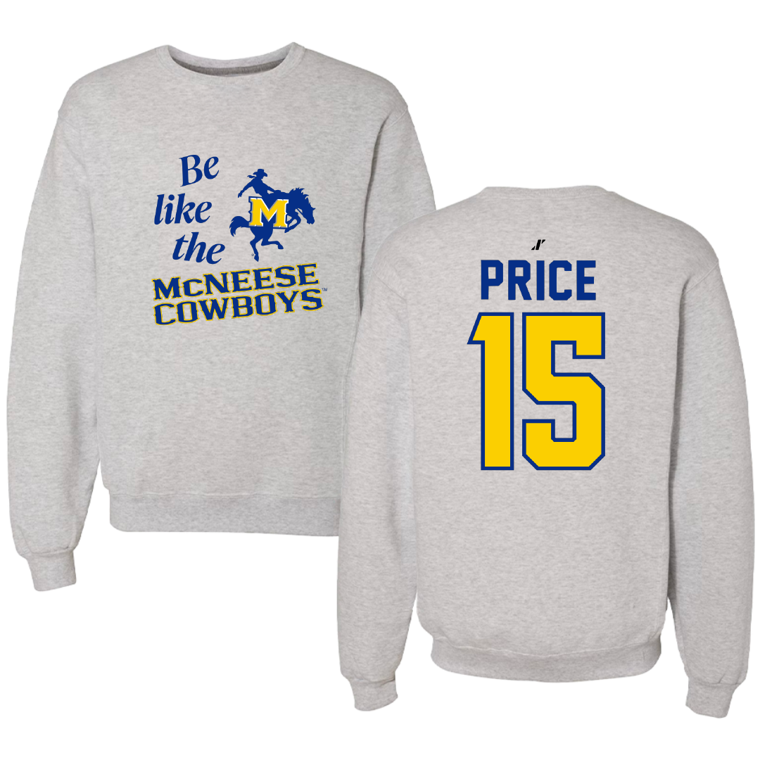 McNeese State University Football Light Gray Be Like Us Crewneck - #15 Maurquel Price