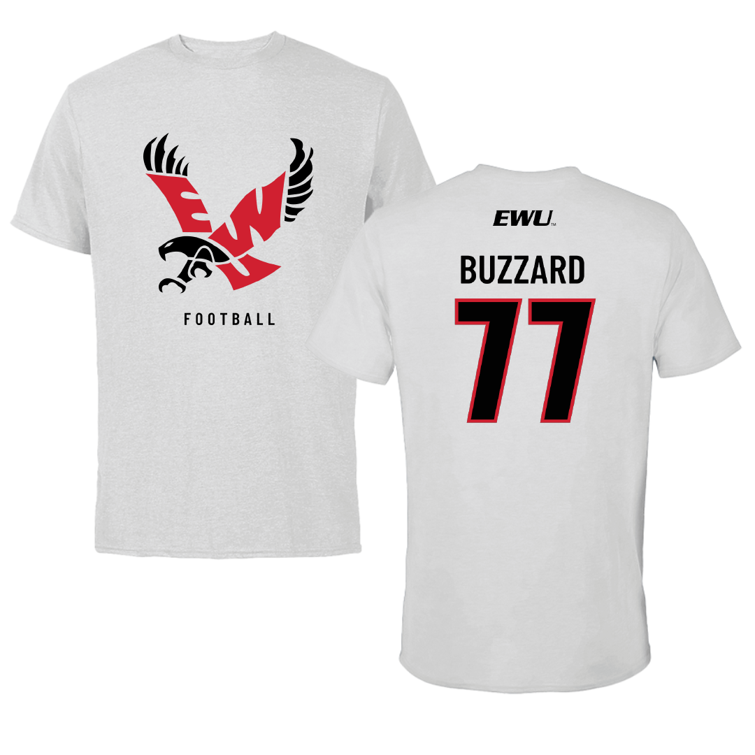 Eastern Washington University Football Light Gray Performance Tee - #77 William Buzzard