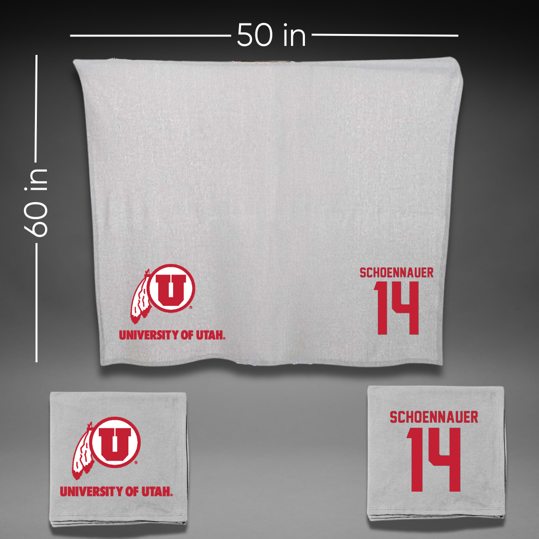 University of Utah Soccer Gray Blanket - #14 Kennedy Schoennauer