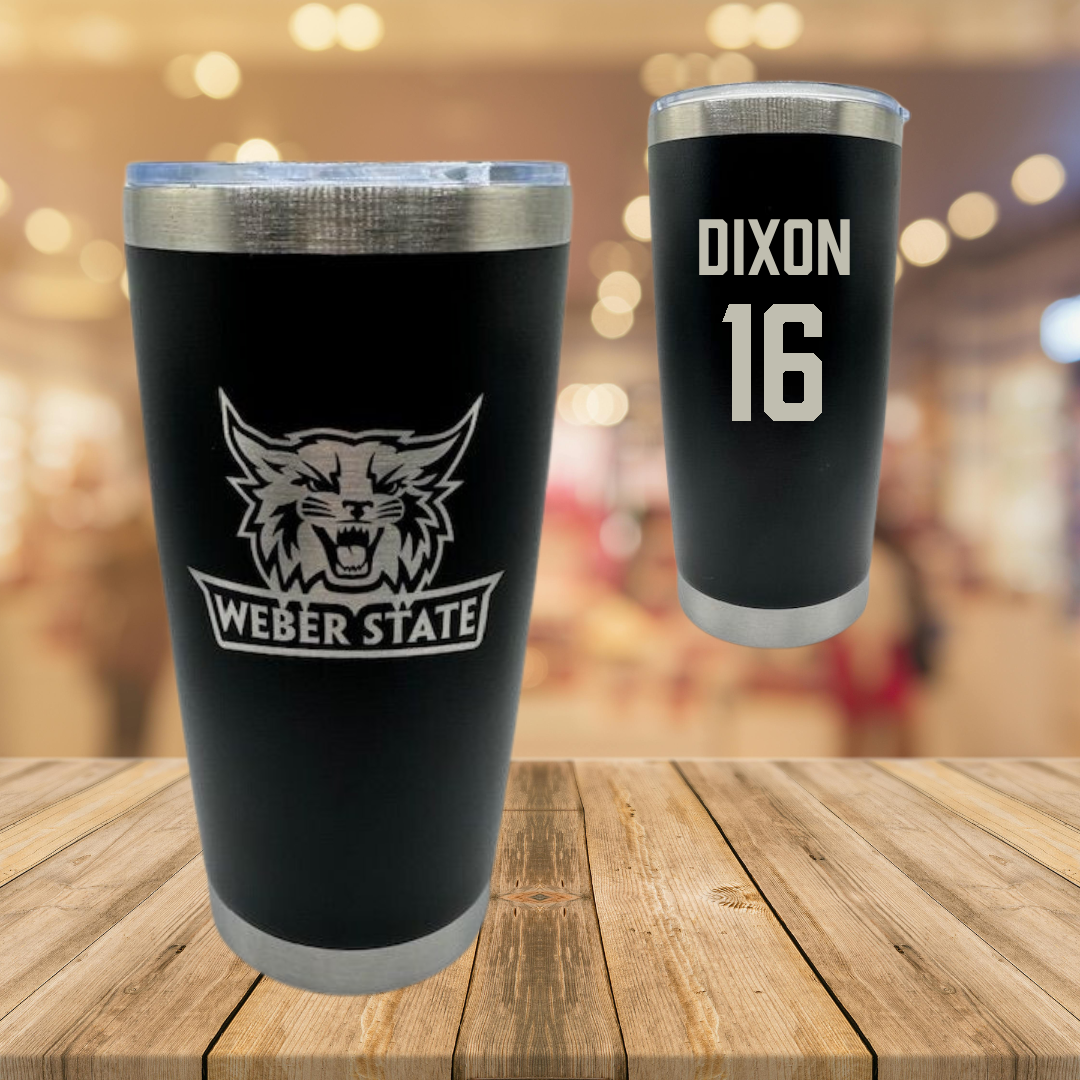 Weber State University Football Black Stainless Steel Tumbler - #16 Toddrick Dixon
