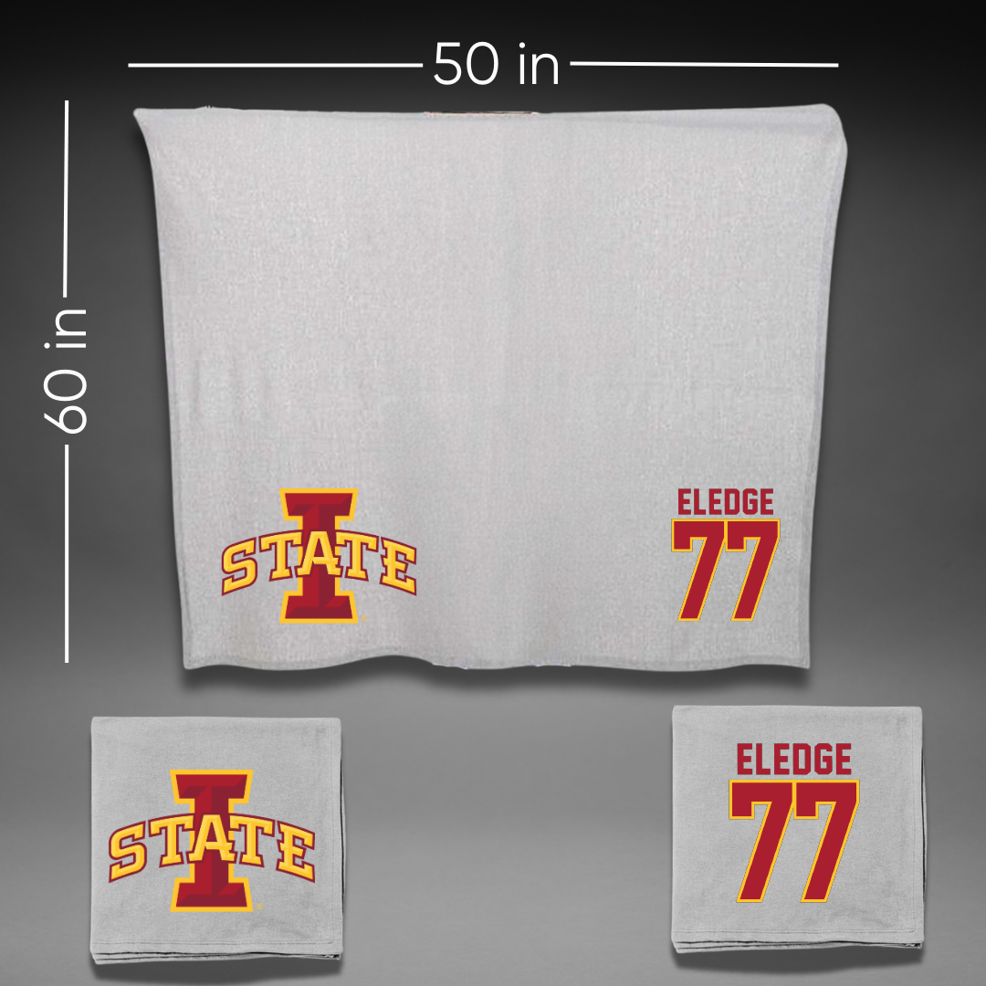 Iowa State University Football Gray Blanket - #77 Easton Eledge