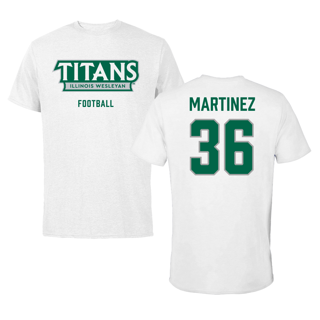 Illinois Wesleyan University Football White Mascot Tee - #36 Yahir Martinez
