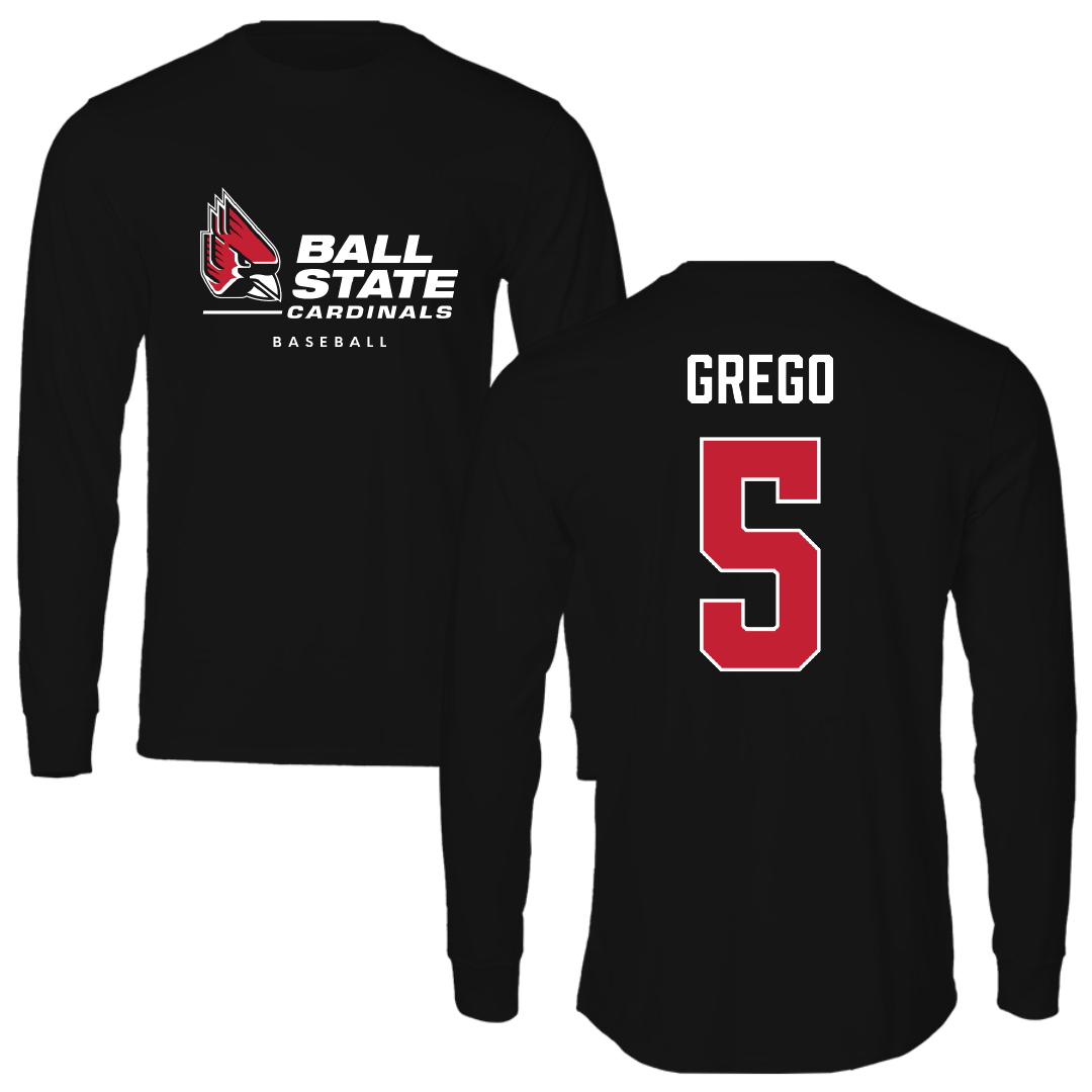 Ball State University Baseball Black Performance Long Sleeve - #5 Dylan Grego